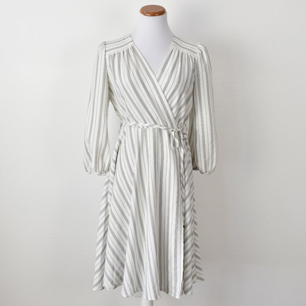 Calvin Klein Striped Wrap Style Dress - 8